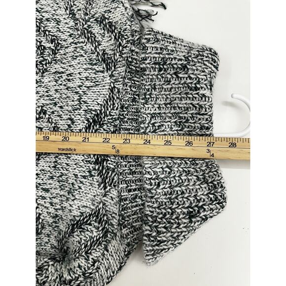 Lucky Brand Womens Sweater Size Medium Turtleneck Fringe Green White Pullover - Picture 11 of 12